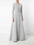 faille floral appliqué gown