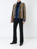 leopard detail denim jacket