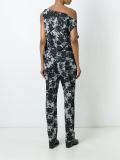 lace print draped jumpsuit
