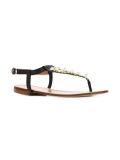 floral applique t-bar flat sandals