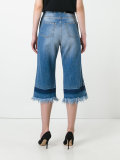 crystal embellished cropped raw jeans