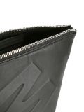 embossed logo pyramid clutch
