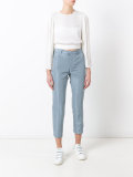 pleated sleeve cropped blouse