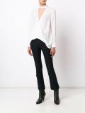 deep V-neck longsleeved blouse