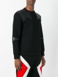 faux-leather insert sweatshirt