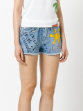 doddle print denim shorts