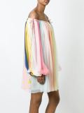 'Rainbow'条纹露肩连衣裙