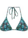 foliage print triangle bikini top