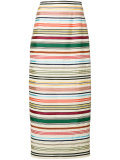 striped straight midi skirt