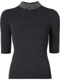 embellished neck knit T-shirt