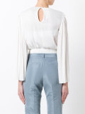 pleated sleeve cropped blouse