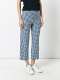 gingham check cropped trousers