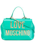metallic logo fold-over tote