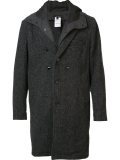 layered buttoned hooded coat