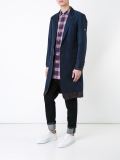 contrast panel long single breasted jacket