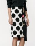 polka dot floral panelled skirt