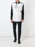 skeleton print contrast shirt