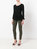 leaf patch skinny trousers