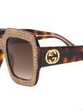 oversize crystal square sunglasses