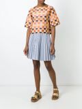plaid embroidered blouse
