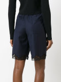lace trim pinstriped shorts