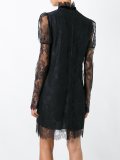 high collar floral lace dress