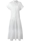 ruffled midi shirt dress
