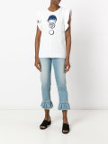 ruffled sleeves embellished T-shirt