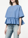 stripe ruffle seersucker top