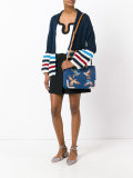 embroidered birds denim tote 