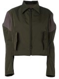 puff sleeve contrast cropped jacket