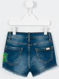 floral embellishment denim shorts
