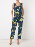 mid rise floral straight trousers