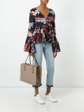 checked trim tote bag