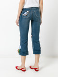 knitted patches cropped jeans