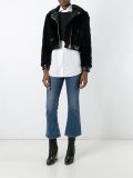 cropped faux fur biker jacket
