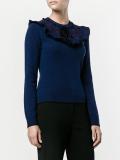 frill trim velvet ribbon sweater