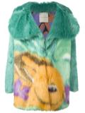 printed faux fur coat 