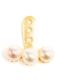 18k Gold and Mini Triple Pearl Lobe Earring