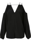 cold-shoulder V-neck blouse