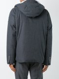 striped lining hooded puffer
