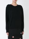 metallic trim crew neck jumper