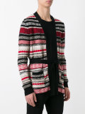multi-pattern belted cardigan