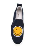 smile patch denim slip-on sneakers