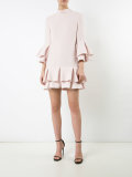 ruffled three-quarters sleeve dress