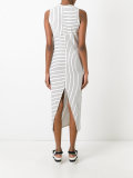 striped fitted midi dress