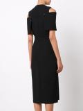 cut-off shoulder fitted dress