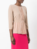 pleated front blouse