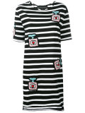 knitted patches striped dress