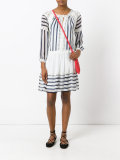 lace trim striped flared dress